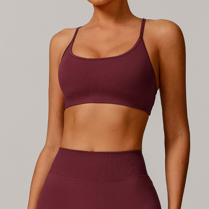 Seamless Yoga Sports Bra: Quick-Dry Activewear for Running & Fitness with Open-Back Detail7412