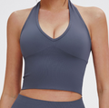 Soutien-gorge de sport respirant sans couture à col licou : Haut de fitness antichoc dos nu 8734