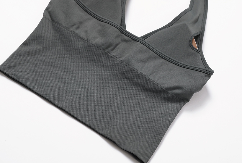 Soutien-gorge de sport respirant sans couture à col licou : Haut de fitness antichoc dos nu 8734
