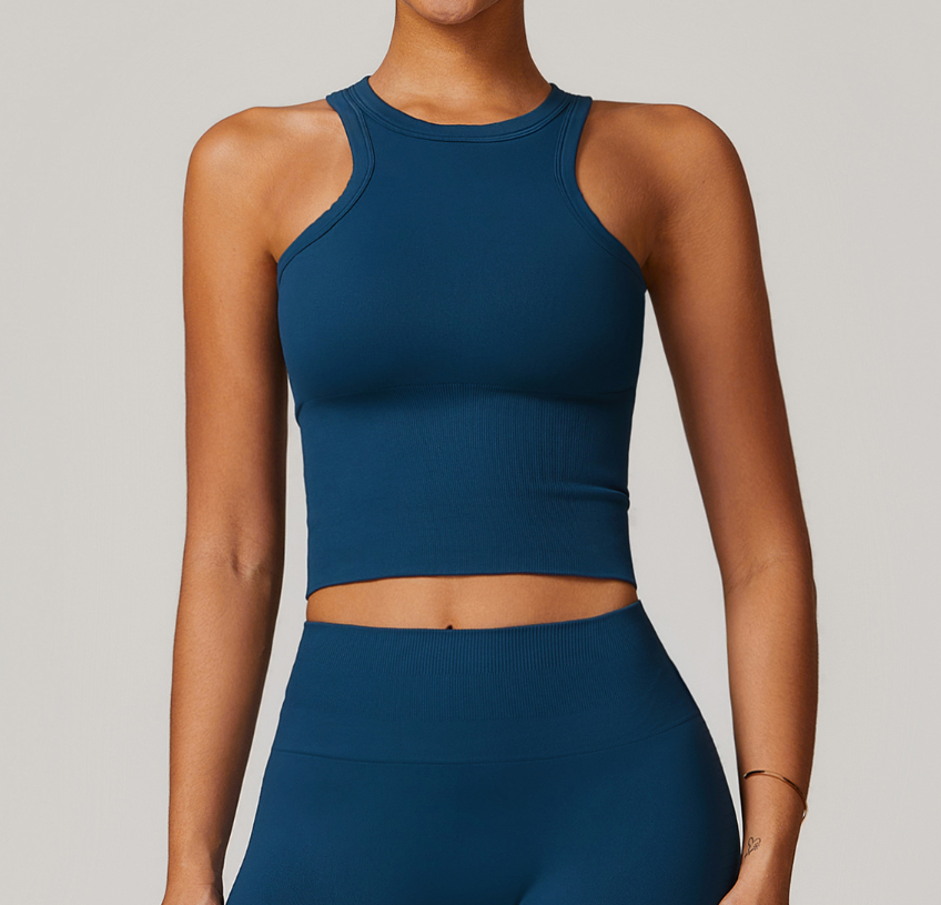 Seamless Racerback Yoga Tank Top: Built-in Bra & Tummy Control Performance Wear 3234
