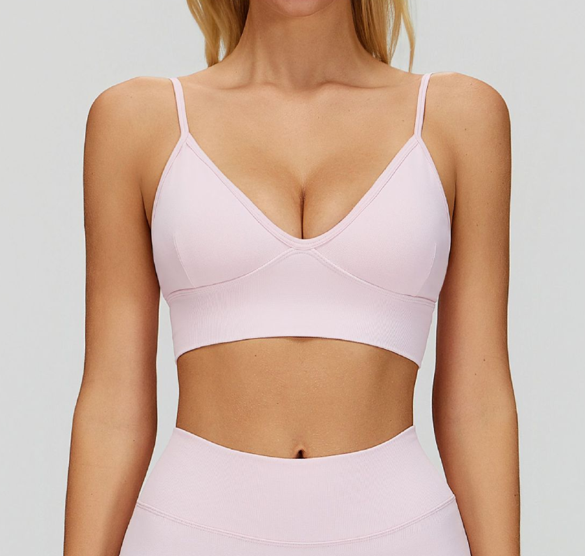 Soutien-gorge de yoga sans couture à double bretelle : haut à dos ouvert, séchage rapide, pour la course et le fitness 5684