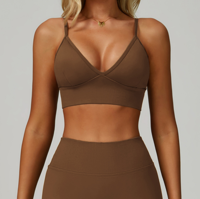 Soutien-gorge de yoga sans couture à double bretelle : haut à dos ouvert, séchage rapide, pour la course et le fitness 5684