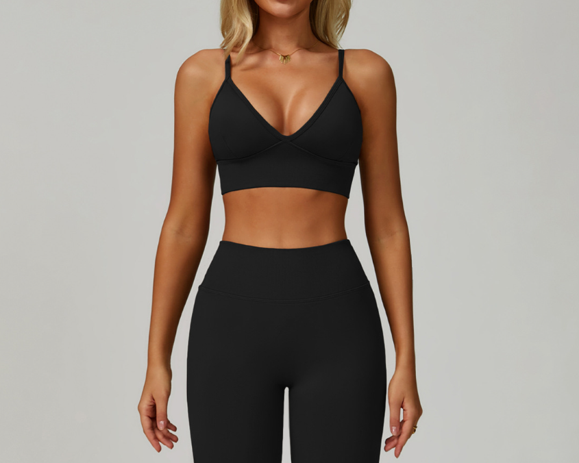 Soutien-gorge de yoga sans couture à double bretelle : haut à dos ouvert, séchage rapide, pour la course et le fitness 5684