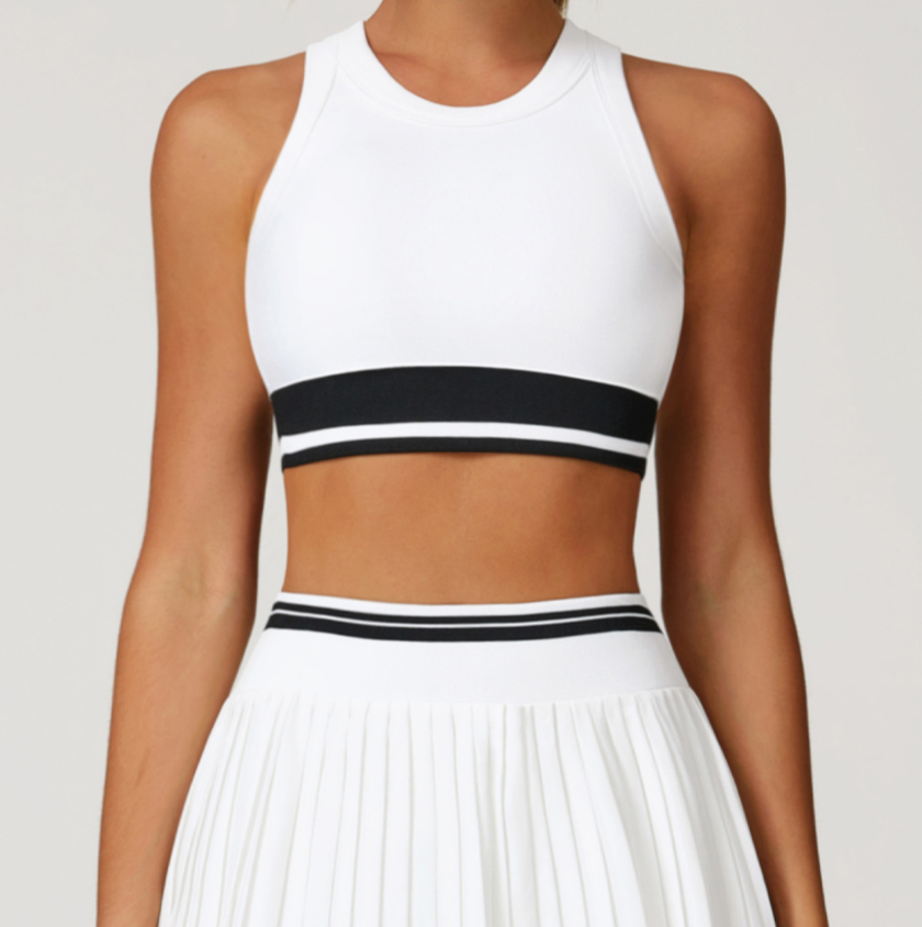Seamless Contrast-Trim Yoga Tank: Racerback Performance Sports Bra & Fitness Vest 5746