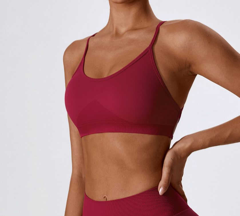 Seamless Yoga Sports Bra: Quick-Dry Activewear for Running & Fitness with Open-Back Detail7412