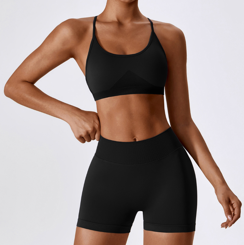 Seamless Yoga Sports Bra: Quick-Dry Activewear for Running & Fitness with Open-Back Detail7412
