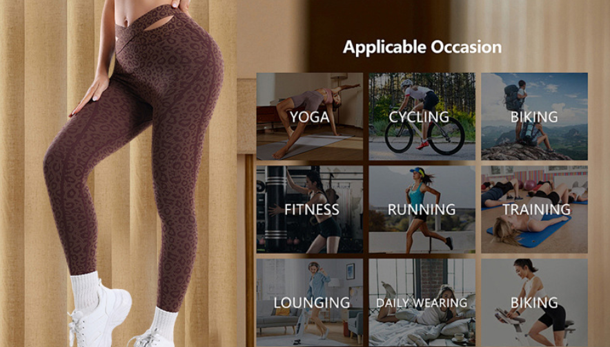 Leggings de yoga sans couture taille croisée pour femmes, pantalon de sport moulant rehausseur de fesses, leggings d'entraînement fitness imprimé léopard