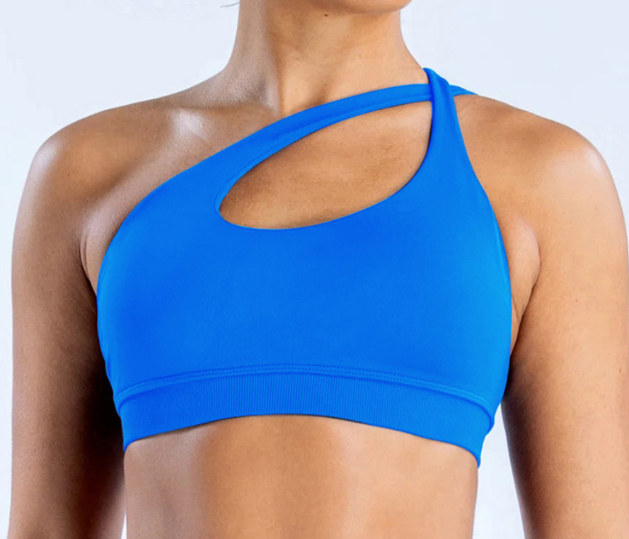 Women's High Stretch Ultra Fine Matte Sports Bra, One Shoulder Backless Yoga Running Fitness Training Bra