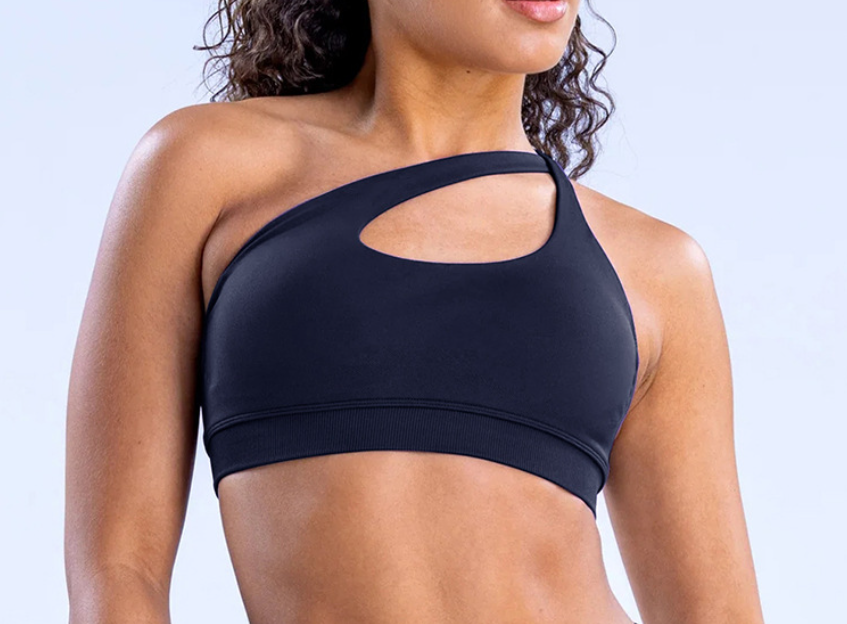 Women's High Stretch Ultra Fine Matte Sports Bra, One Shoulder Backless Yoga Running Fitness Training Bra
