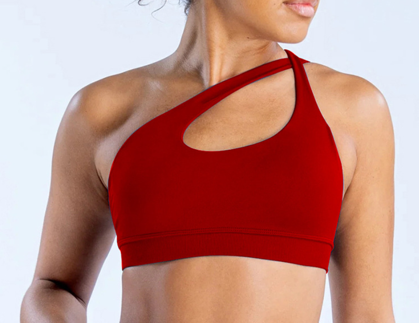 Women's High Stretch Ultra Fine Matte Sports Bra, One Shoulder Backless Yoga Running Fitness Training Bra