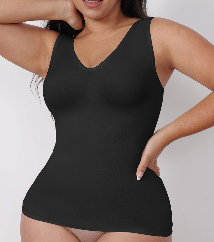 Gainant ventre plat et taille pour femme, Corset amincissant, Débardeur sculptant à col en V très extensible