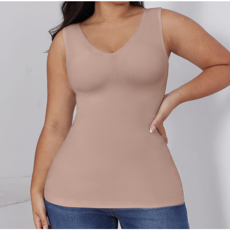 Gainant ventre plat et taille pour femme, Corset amincissant, Débardeur sculptant à col en V très extensible
