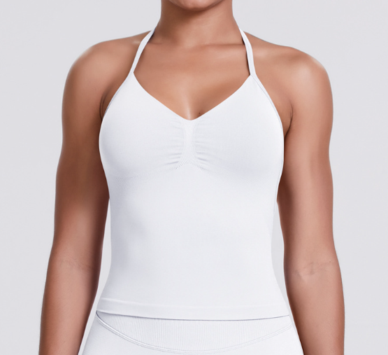 Seamless Knit Solid Color Racerback Tank Top, Slim Fit for Yoga, Running & Fitness