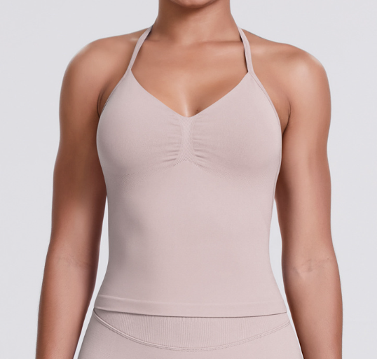 Seamless Knit Solid Color Racerback Tank Top, Slim Fit for Yoga, Running & Fitness