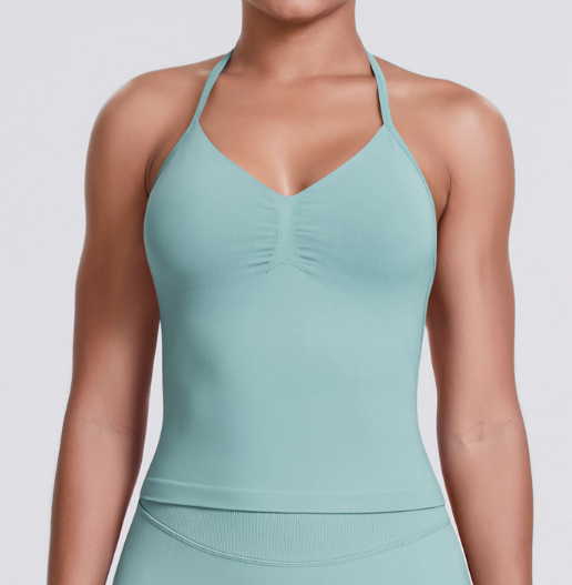 Seamless Knit Solid Color Racerback Tank Top, Slim Fit for Yoga, Running & Fitness