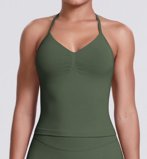 Seamless Knit Solid Color Racerback Tank Top, Slim Fit for Yoga, Running & Fitness