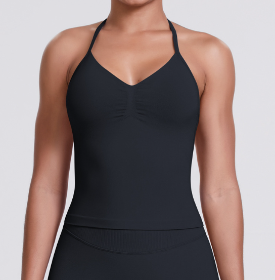 Seamless Knit Solid Color Racerback Tank Top, Slim Fit for Yoga, Running & Fitness