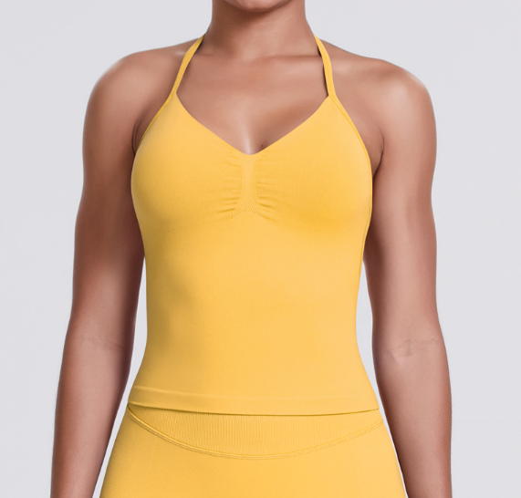 Seamless Knit Solid Color Racerback Tank Top, Slim Fit for Yoga, Running & Fitness