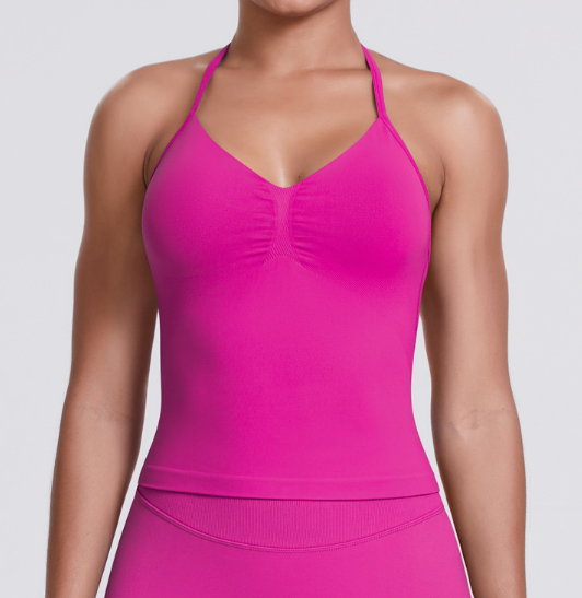 Seamless Knit Solid Color Racerback Tank Top, Slim Fit for Yoga, Running & Fitness