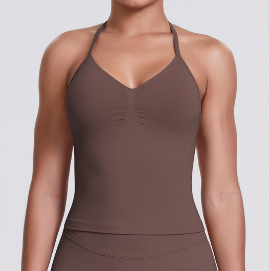 Seamless Knit Solid Color Racerback Tank Top, Slim Fit for Yoga, Running & Fitness