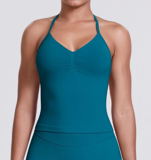 Seamless Knit Solid Color Racerback Tank Top, Slim Fit for Yoga, Running & Fitness