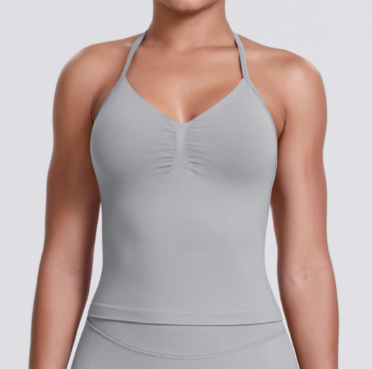 Seamless Knit Solid Color Racerback Tank Top, Slim Fit for Yoga, Running & Fitness