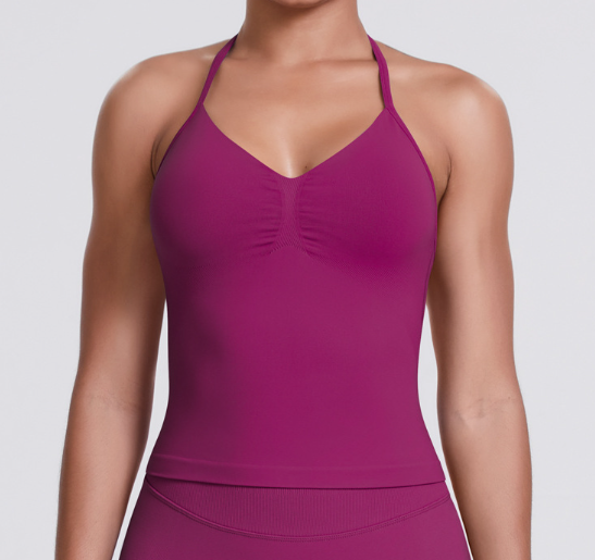Seamless Knit Solid Color Racerback Tank Top, Slim Fit for Yoga, Running & Fitness