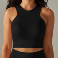 Cross-border European & American Seamless Slim Fit Mid-length Solid Color High Stretch Yoga Tank Top, Sports Wear for Running & Fitness