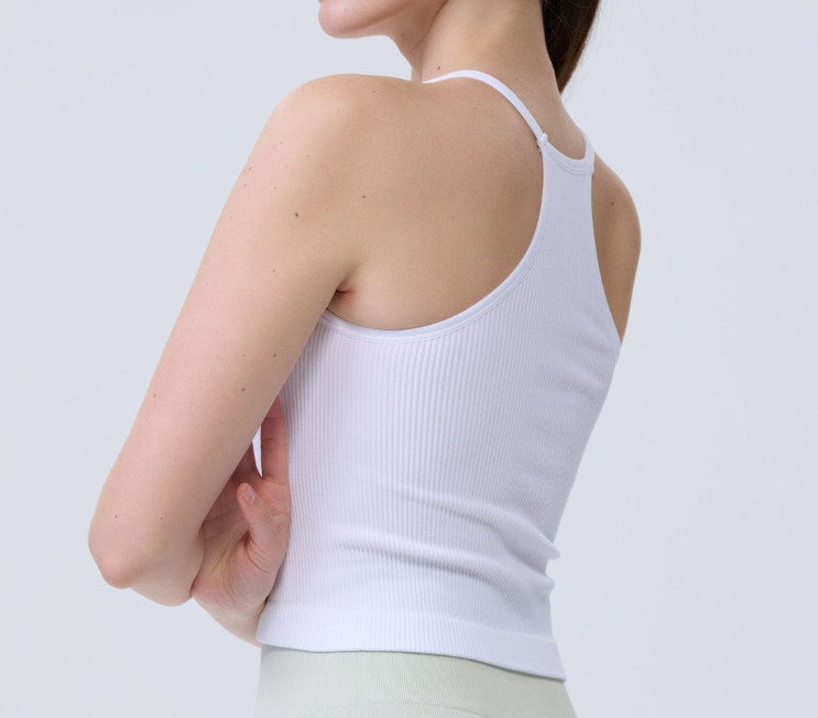 Caraco de yoga côtelé sans couture pour femme, soutien-gorge de sport transfrontalier, haut à porter seul ou en superposition, couche de base ajustée