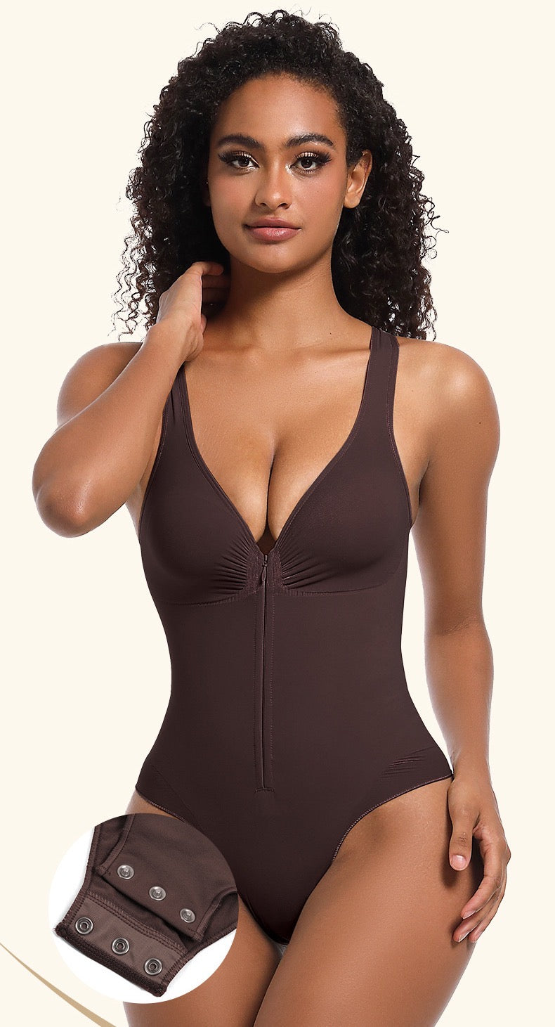 Body Sculptant Sans Couture Premium : Gainant Ventre Plat Zippé, Dos Nu Sexy et Effet Push-Up 3D