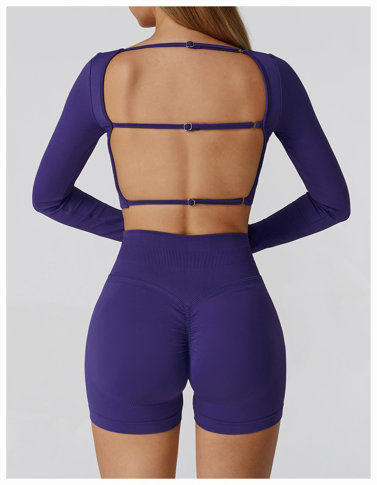 Ensemble de yoga sans couture : Tenue de sport taille haute dos nu pour la course et le fitness 2184