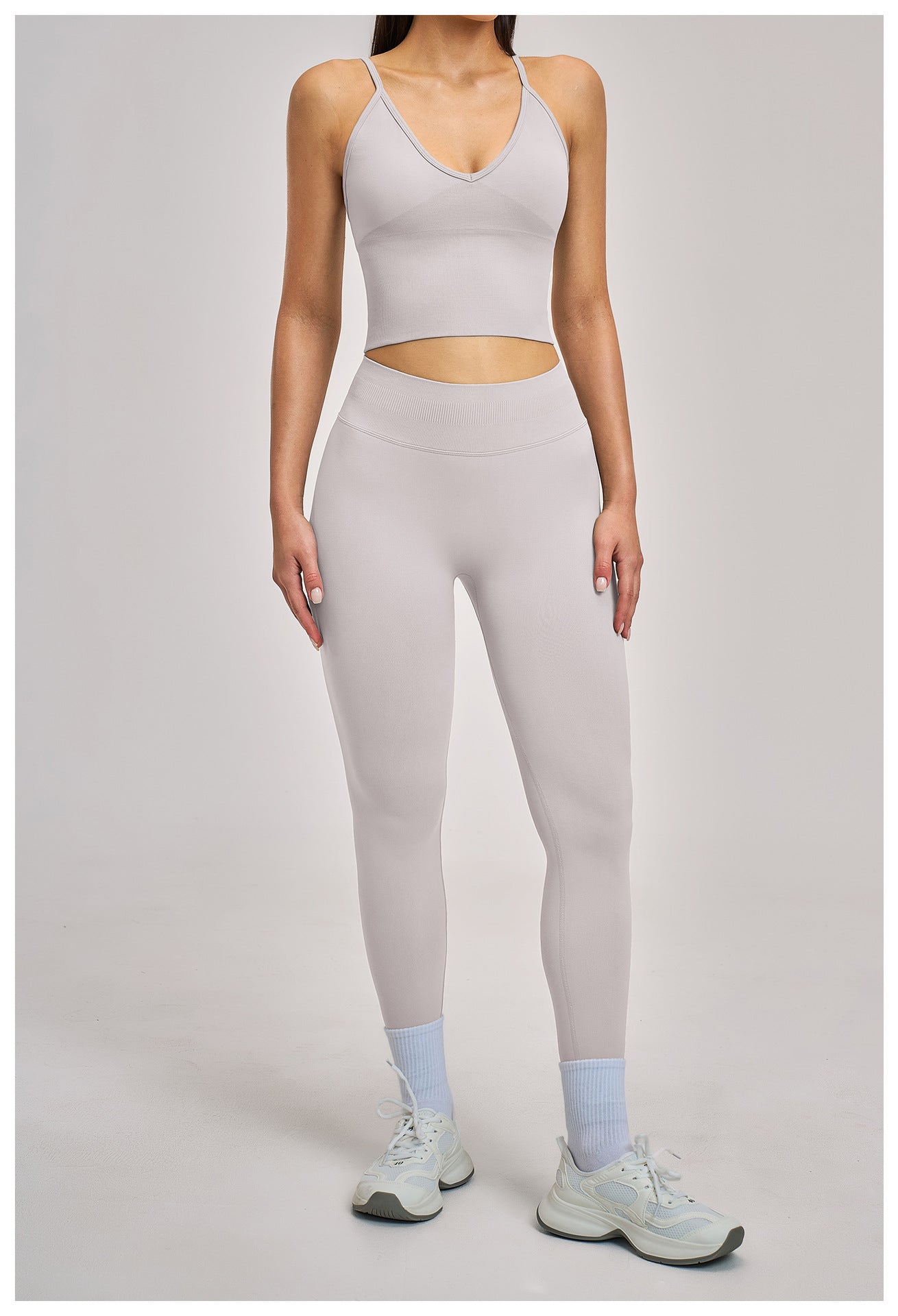 Ensemble de Yoga Sans Couture Dos Nageur : Tenue de Sport Ultra Extensible et Ajustée pour la Course et le Fitness 5344