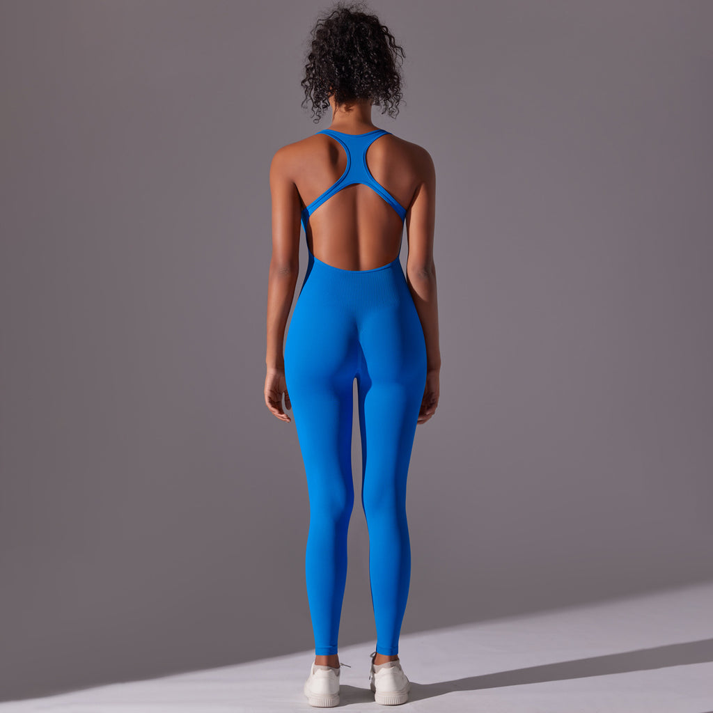Nahtloser, langer Yoga-Unitard: Einteiliger, rückenfreier Aerial-Yoga-Bodysuit & atmungsaktiver, schmal geschnittener Jumpsuit