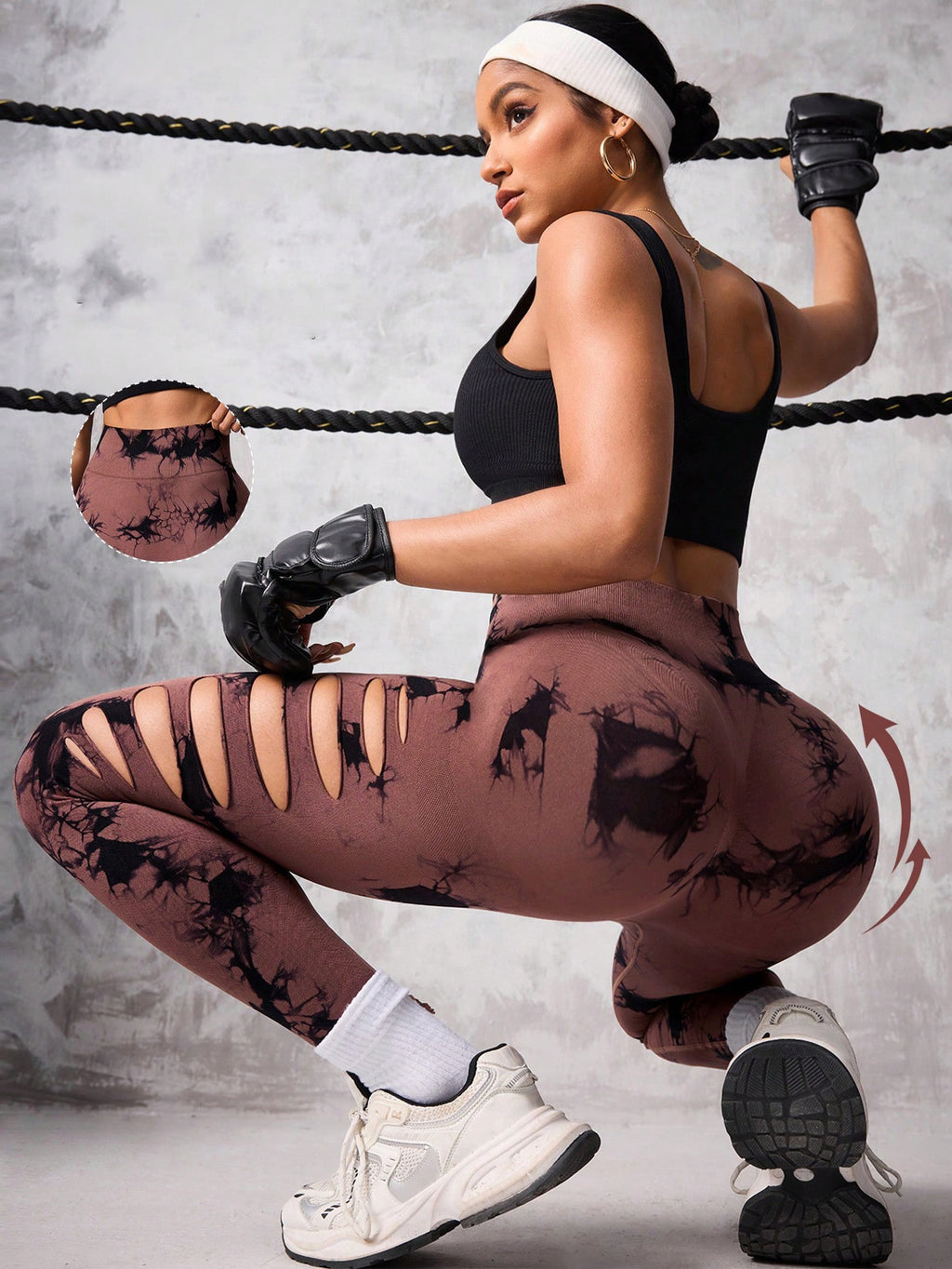 Legging de yoga taille haute tie-dye pour femme, pantalon de sport gainant et liftant la taille effet fesses de pêche