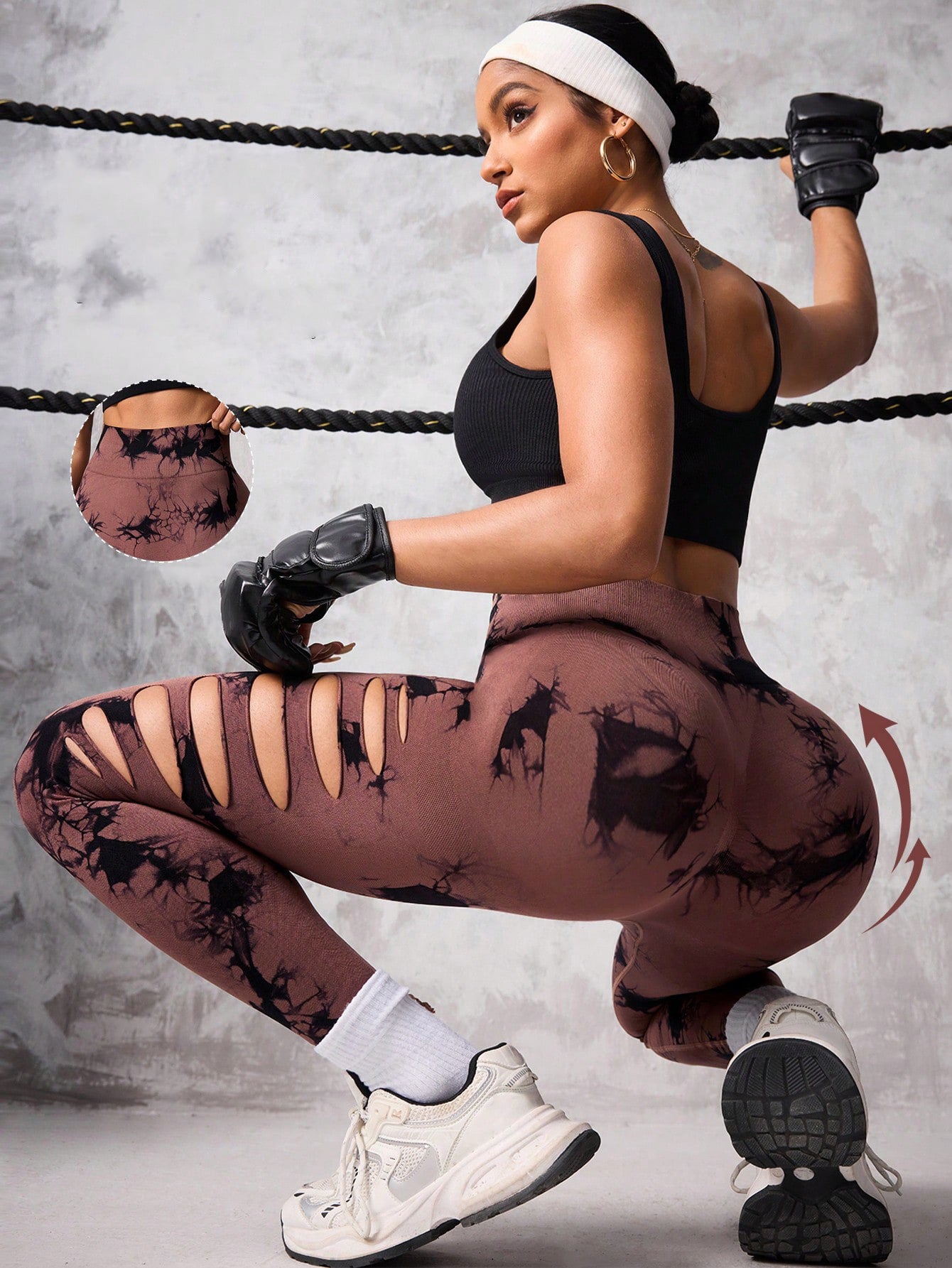 Legging de yoga taille haute tie-dye pour femme, pantalon de sport gainant et liftant la taille effet fesses de pêche