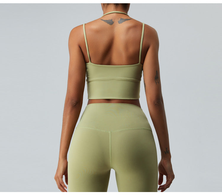 Seamless Criss-Cross Back Sports Bra: Nude-Feel Yoga Tank Top & Quick-Dry Fitness Bralette