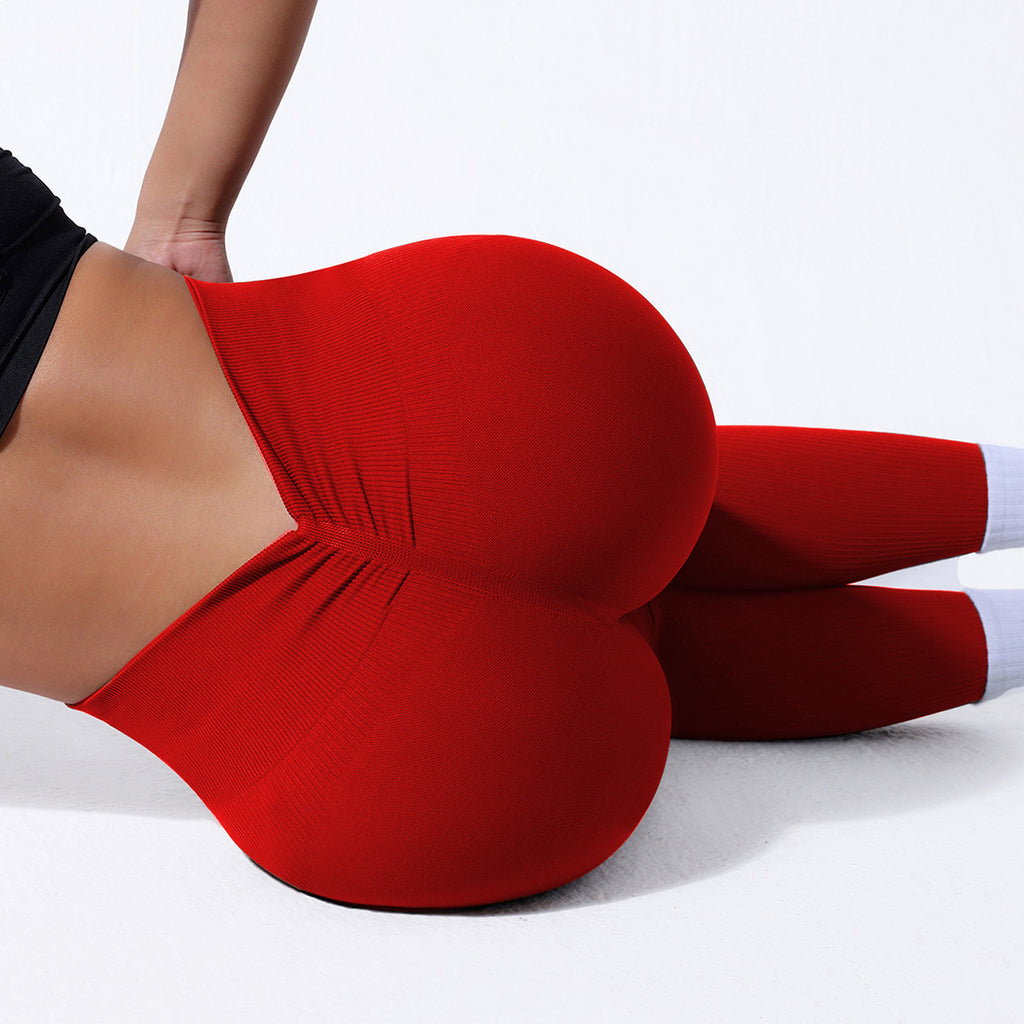 Pantalon de yoga sans couture taille haute avec dos en V pour femme, legging de sport séchage rapide coupe ajustée, pantalon de fitness côtelé rehausseur de fesses