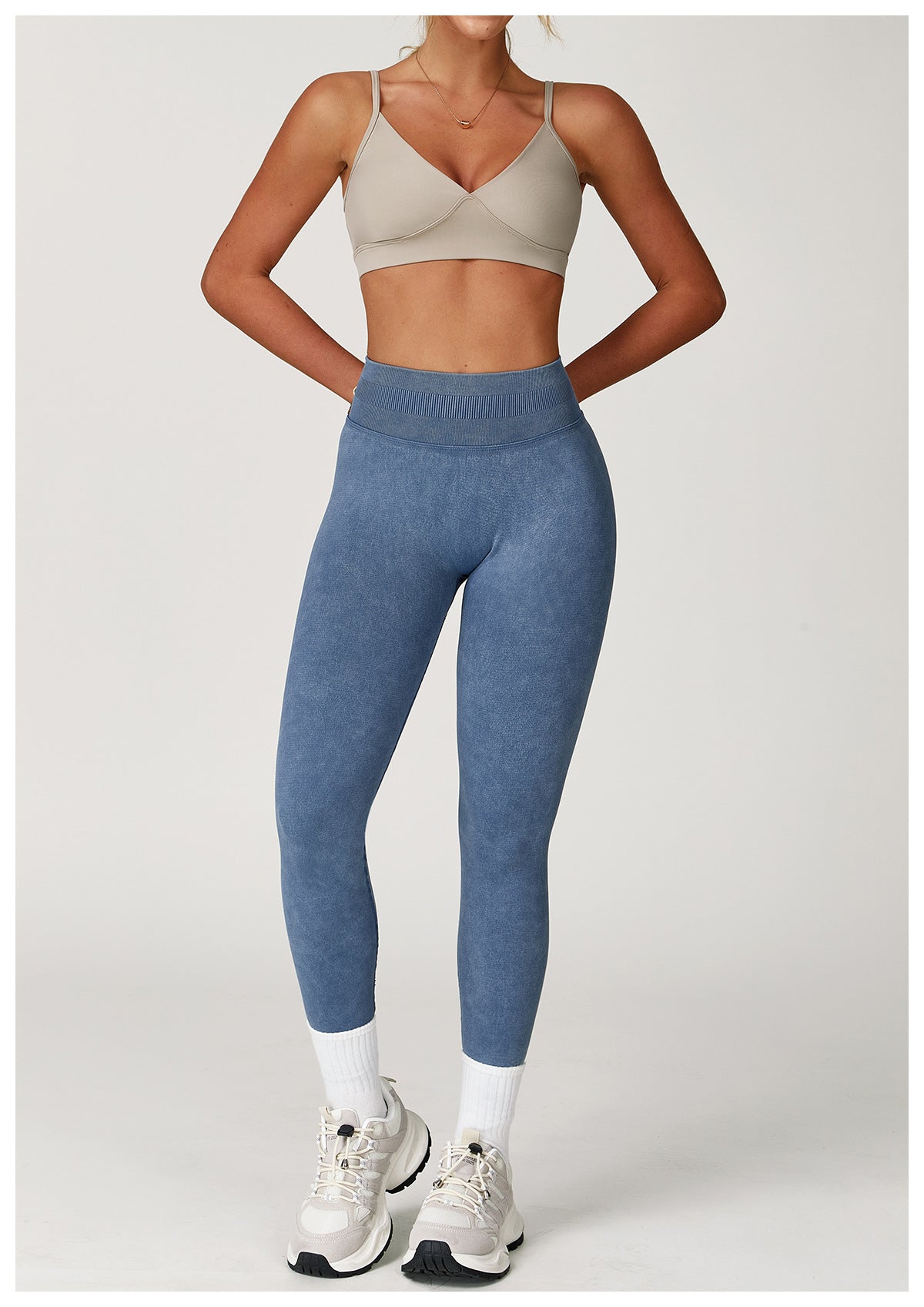 Nahtlose Yoga-Leggings mit Säurewaschung: High-Waist-Fitnesshosen mit Po-Lifting für das Laufen 4425