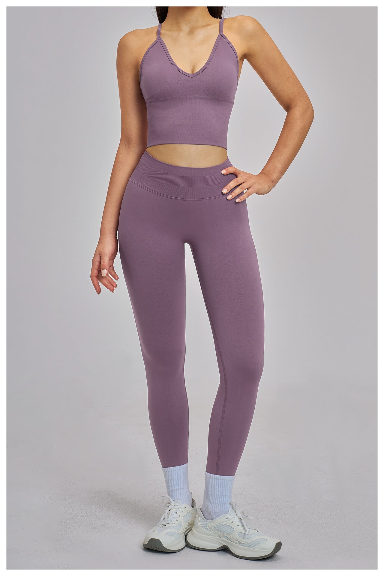 Seamless Racerback Yoga Set: High-Stretch Slim-Fit Activewear for Running & Fitness 5344
