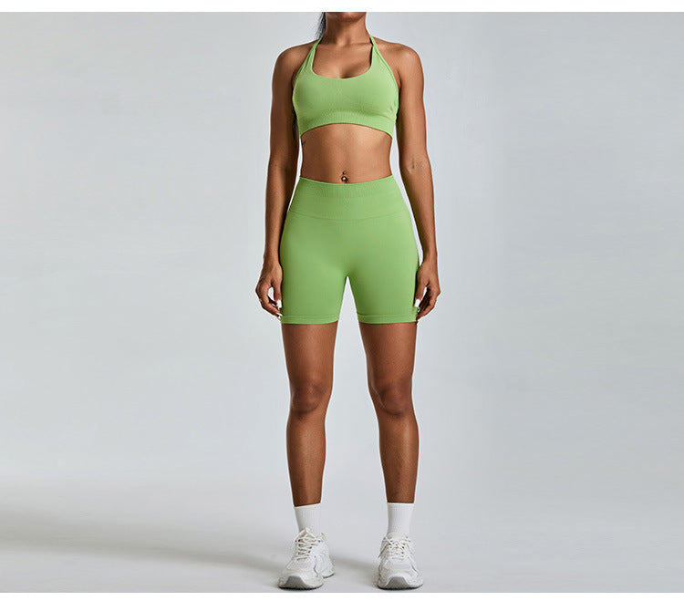 Seamless Halter-Neck Yoga Tank: Open-Back Sports Bra & Quick-Dry Outdoor Fitness Top