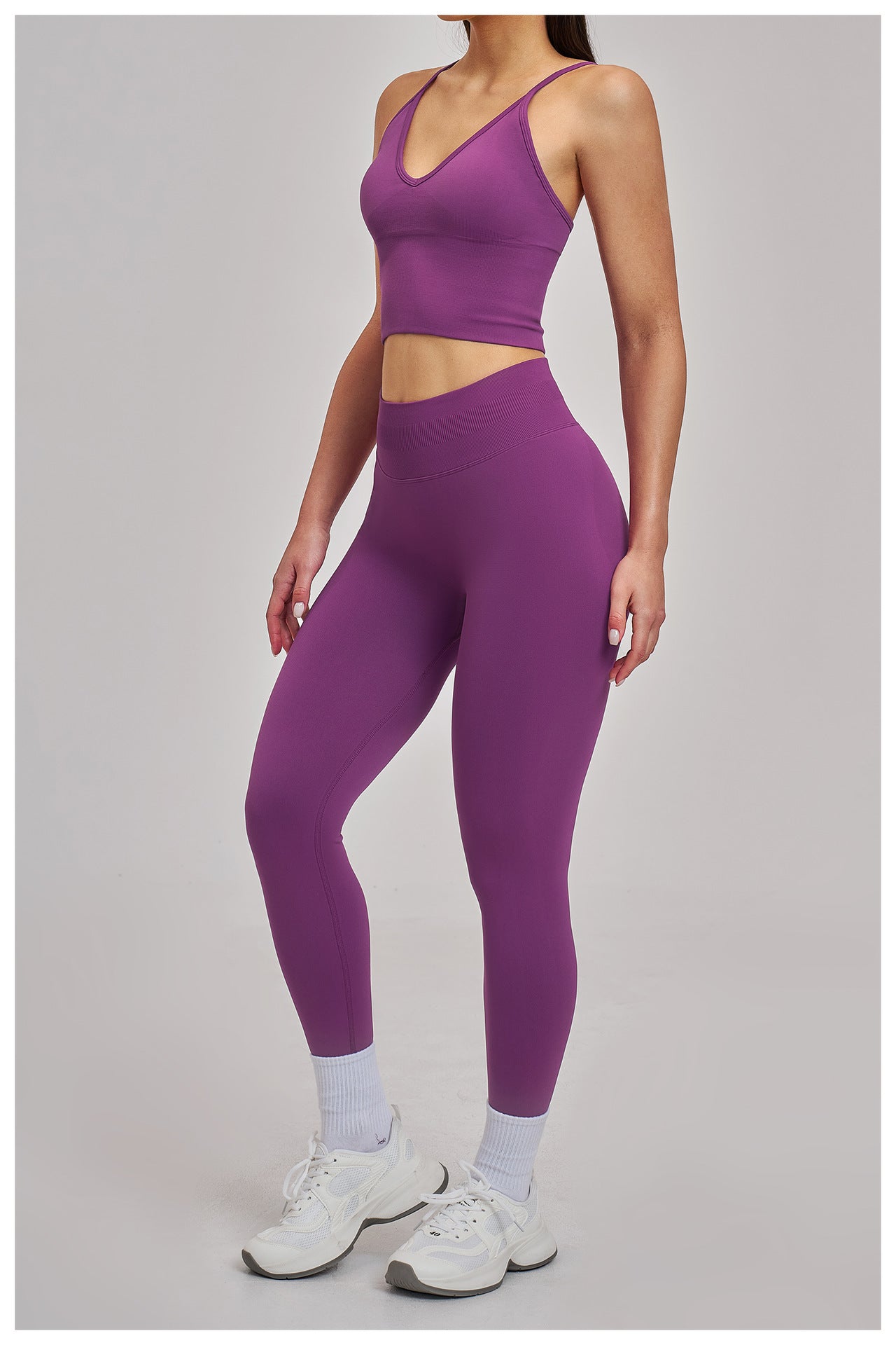 Seamless Racerback Yoga Set: High-Stretch Slim-Fit Activewear for Running & Fitness 5344
