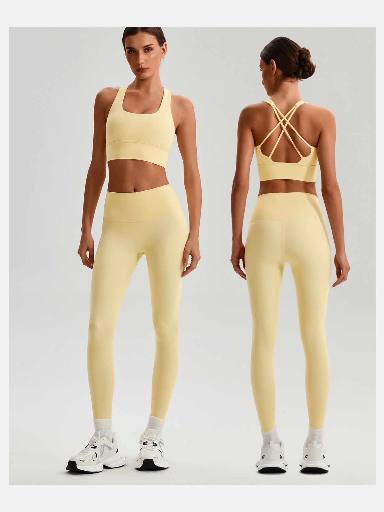 Ensemble de yoga sans coutures effet seconde peau : Soutien-gorge de sport dos nu et Legging taille haute push-up