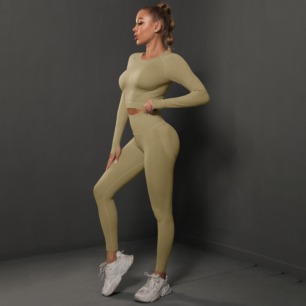 Ensemble de Yoga Sans Couture "Scrunch Butt": Legging Taille Haute Rehausseur de Fesses & Tenue de Sport Compressive 2 Pièces