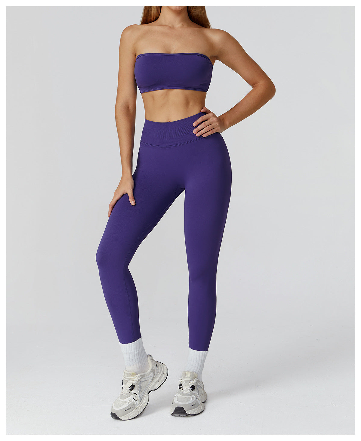 Ensemble de yoga sans couture : Tenue de sport taille haute dos nu pour la course et le fitness 2184