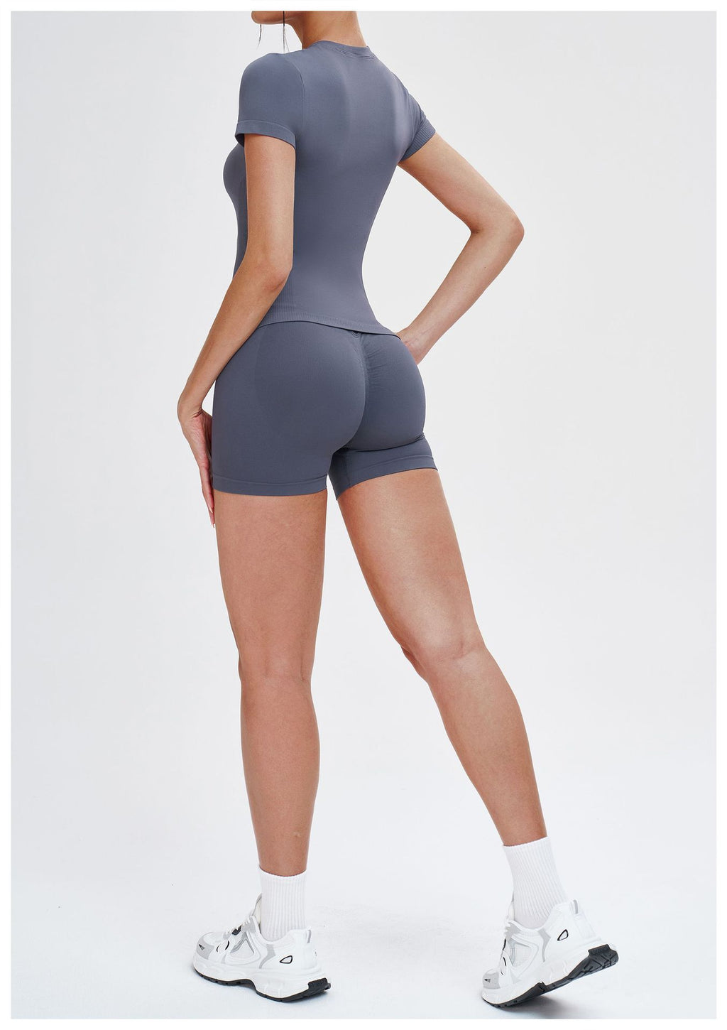 Ensemble de yoga sans coutures à col rond : Tenue de sport confortable pour la course en extérieur et le fitness 5734