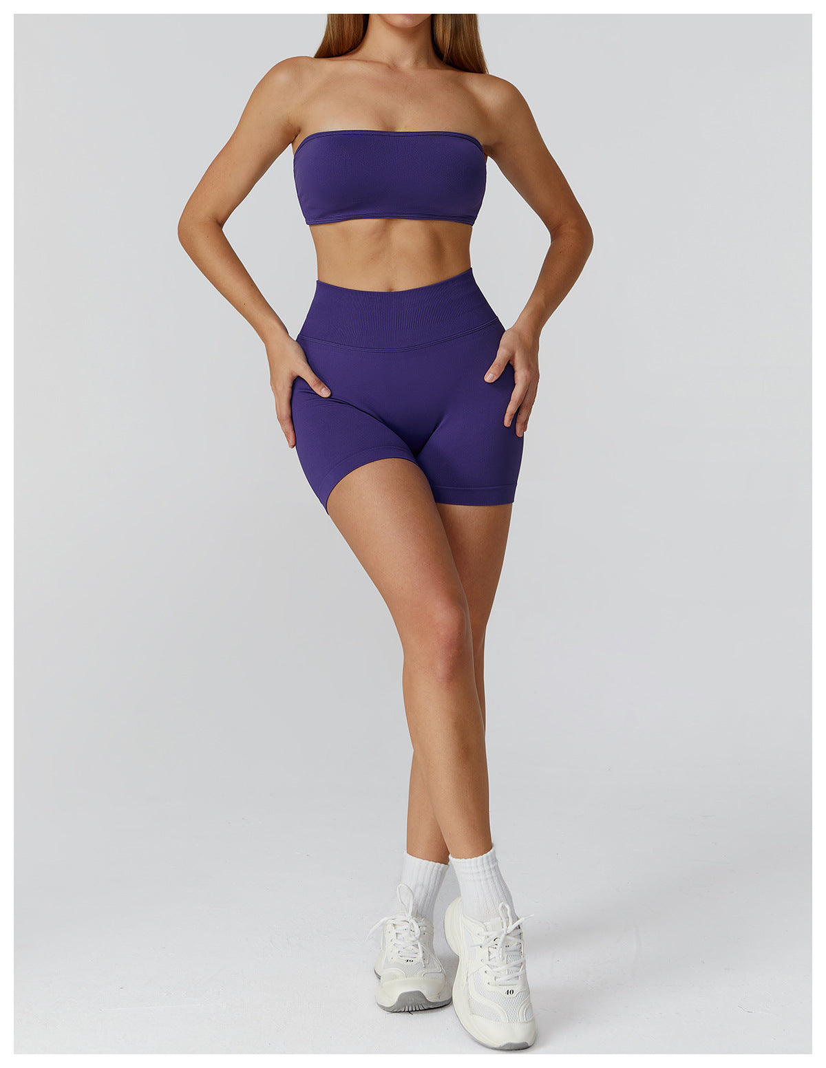 Ensemble de yoga sans couture : Tenue de sport taille haute dos nu pour la course et le fitness 2184