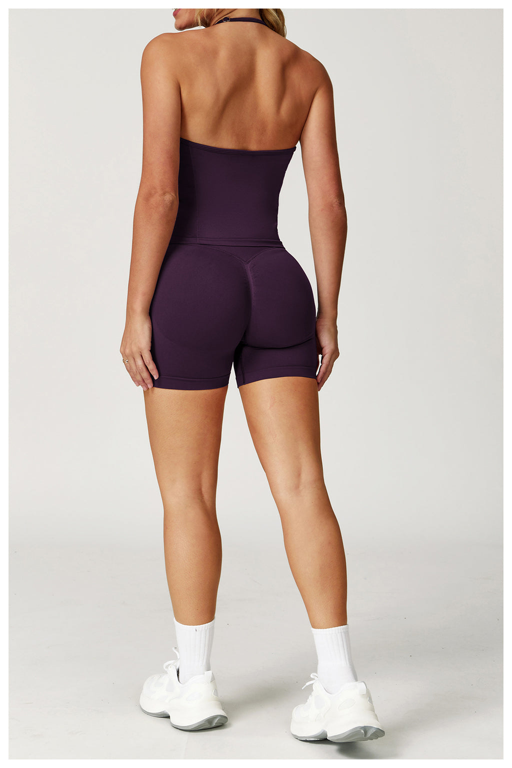 Ensemble de yoga dos nu sans coutures : Tenue de sport froncée moulante & Ensemble de fitness gainant 4552