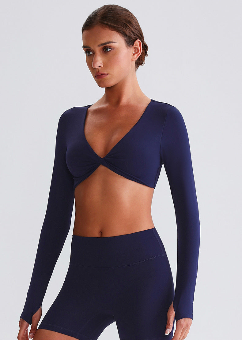 Haut de sport à manches longues dos ouvert "Seconde peau" avec soutien-gorge intégré et coupe ajustée pour la course à pied et l'entraînement