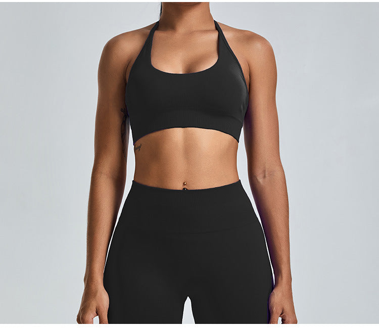 Seamless Halter-Neck Yoga Tank: Open-Back Sports Bra & Quick-Dry Outdoor Fitness Top