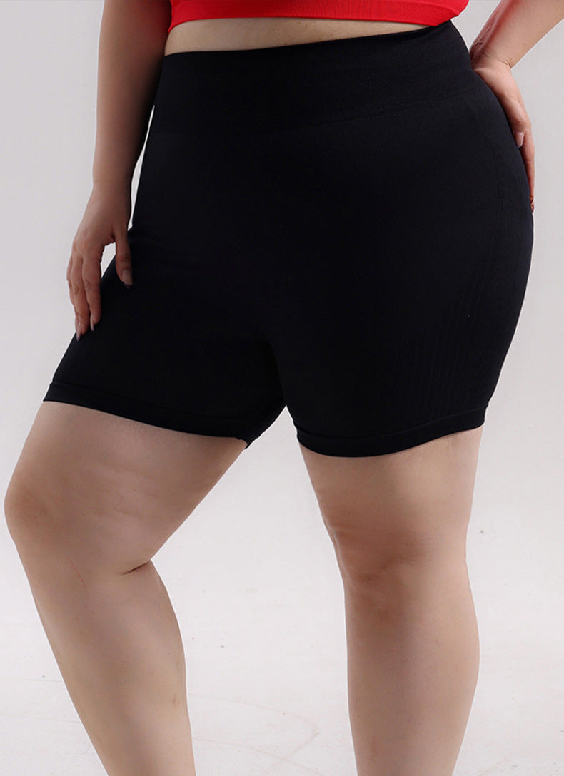 Women's Plus Size Seamless Peach Booty Shorts, Slim Fit Butt Lifting Yoga 3-Piece Shorts for Outdoor Running & Fitness